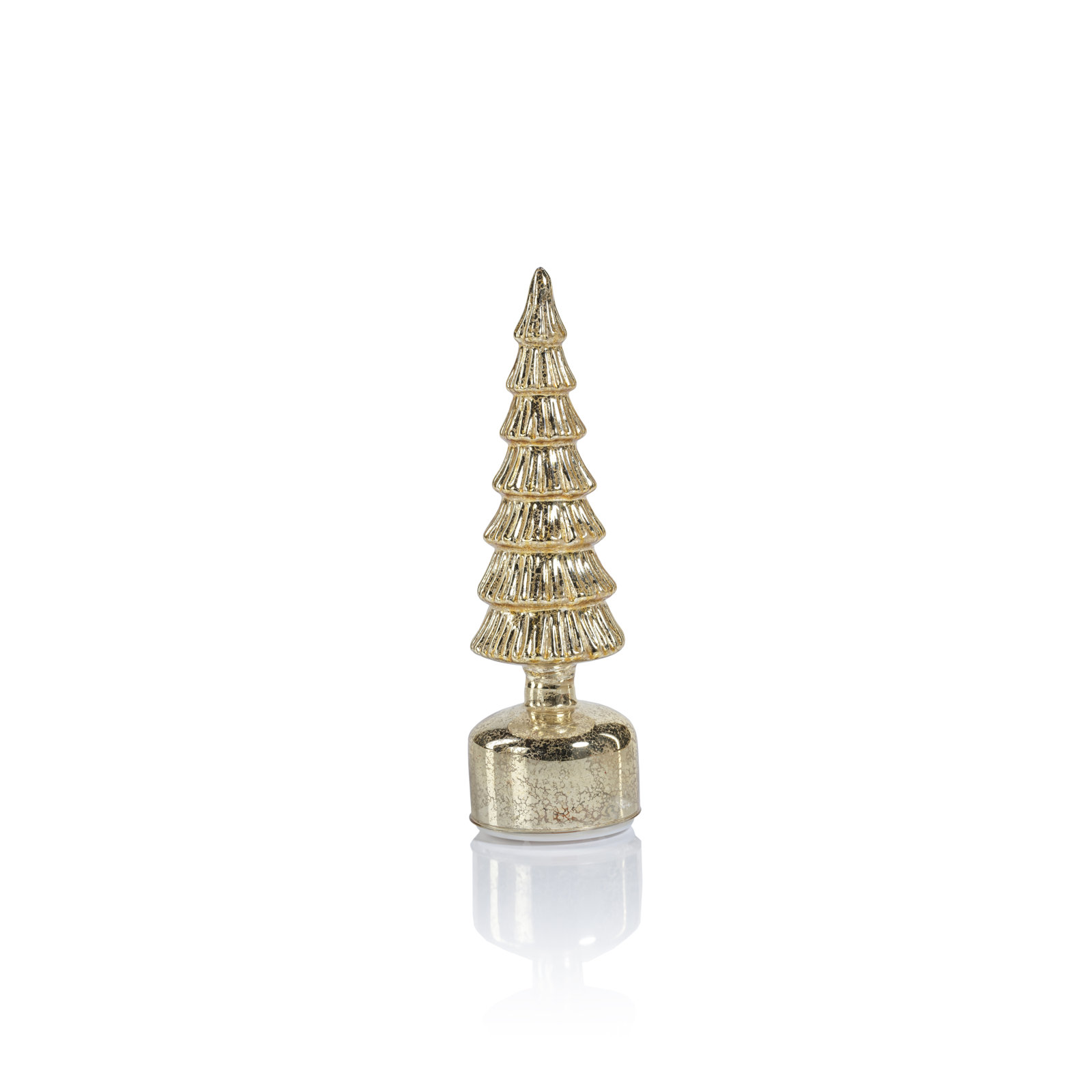 Rotating Lighted Tabletop Christmas Tree, 11.75" H x 3.5" W x 3.5" D, Antique Gold