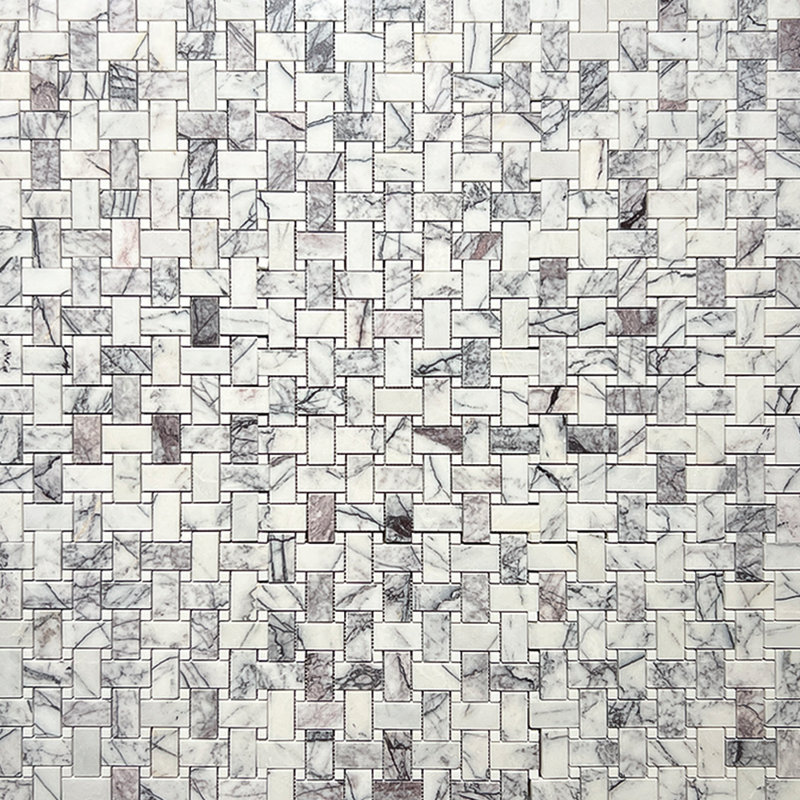 Mosaïque de pierre naturelle lilas tressée 1x2