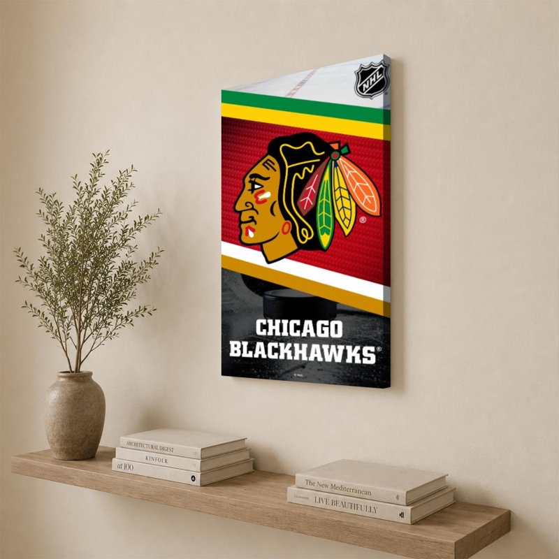 Décoration murale des Blackhawks de Chicago (NHL), H 36 po x l 24 po, Toile tendue, Ne s’applique pas