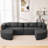 Boneless Modular 114.9" With Unique Curved Modules, Comfortable Seating, And Boucle Fabric For Living Room, 6 Seats, Black - Combined Design, Deep Soft & Wear-1676931119