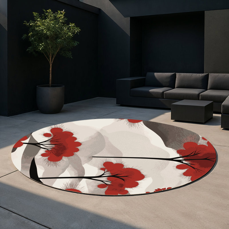 Tapis intérieur et extérieur Moonlit Branch, Rond 5 pi