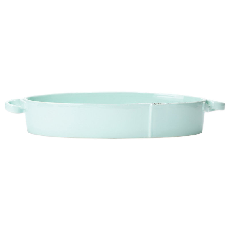 Aqua Ceramic 15.5" Handled Oval Baking Dish