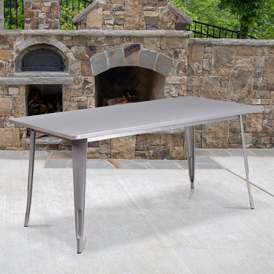 Eure 31.5" x 63" Rectangular Metal Indoor-Outdoor Table - Industrial Table