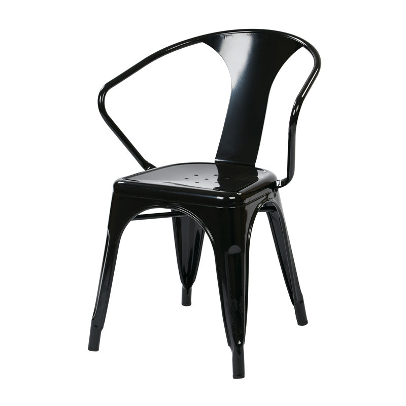 Chaise de bureau empilable Alazay, Noir, Ensemble de 2