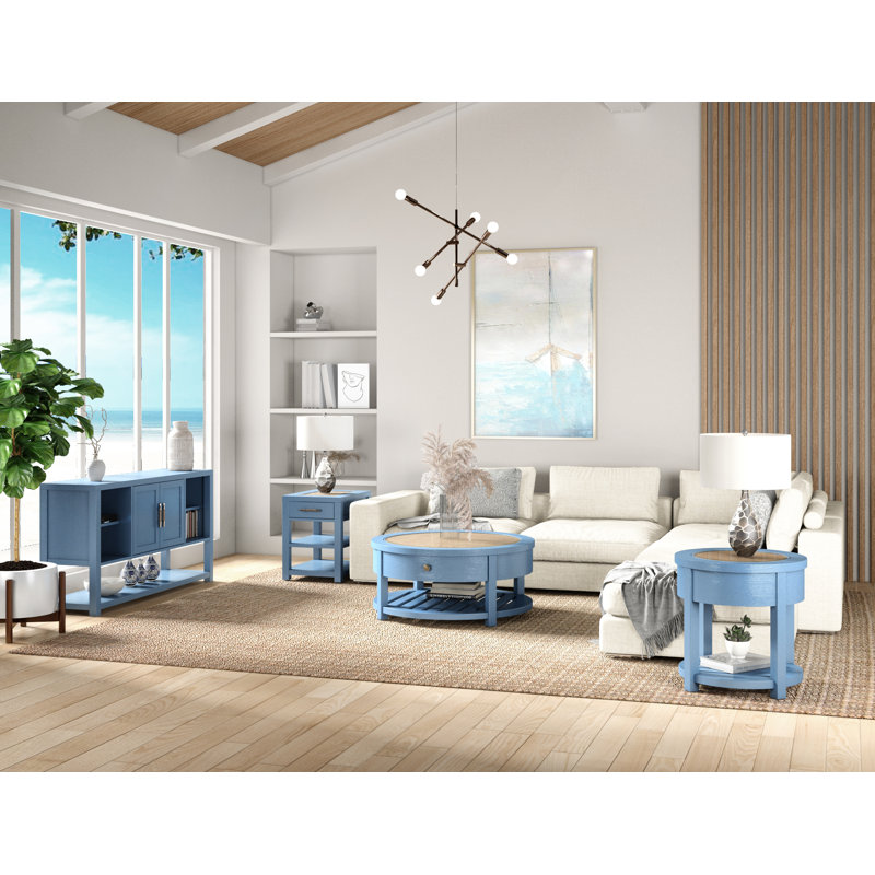 Table de bout rectangulaire Kishia, Bleu