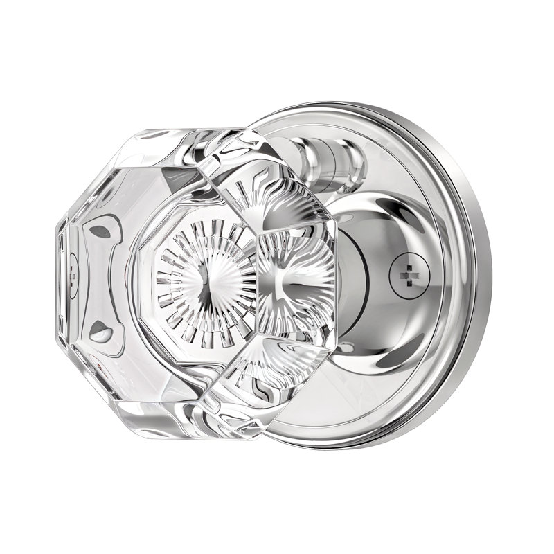 Boutons de porte d'intimité en cristal Coolnews Modern Grace Series, Chrome