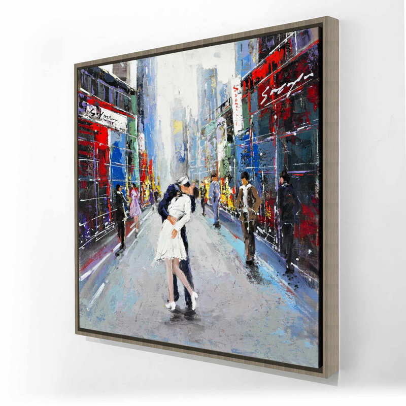 «Kiss of Times Square», art contemporain sur toile | Décoration