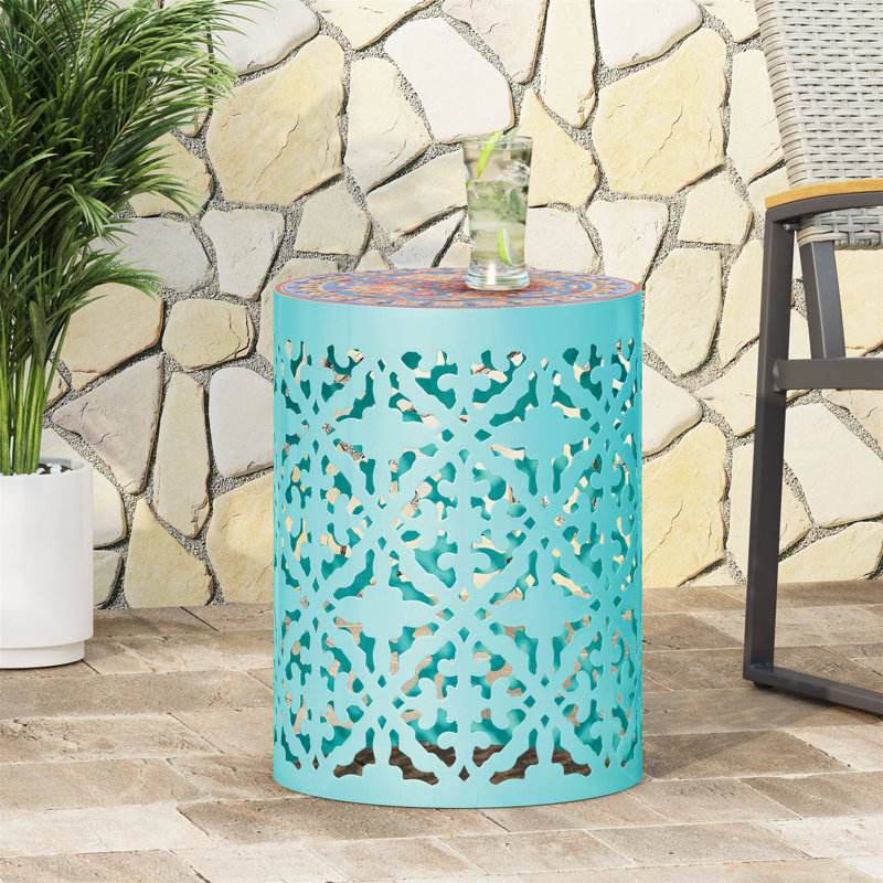 CASTANA SIDE TABLE,End Table,Patio Table, Teal