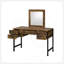 Bureau de coiffeuse en chêne rustique et noir Juvanth avec miroir, tiroirs spacieux et structure en métal durable pour une élégance moderne
