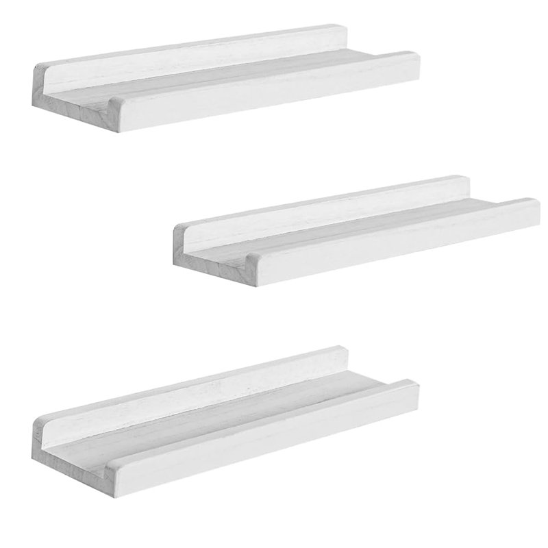 3-Piece 16.99"  Floating Shelves Wall Mounted ,Wood Floating Shelves For Storage Display Shelves For Bathroom/kitchen/bedroom/living Room,White