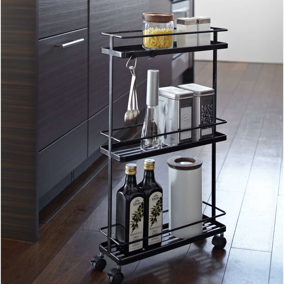 Yamazaki - Slim Three Tier Storage Trolley - Black