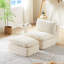 Fauteuil pivotant à compression complète avec conception ergonomique en velours côtelé blanc mesurant 35,85 po de hauteur et offrant des caractéristiques de compression de 41,42 po de largeur et durables