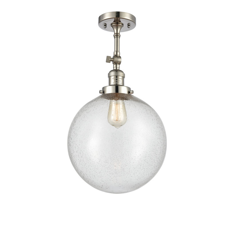 Plafonnier semi-encastré 1 lumière 12 "ciacchi, DEL, Nickel poli, Grainé