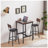 Rustic Brown 3-Piece Bar Table Set with 2 PU Upholstered Stools and Backrests