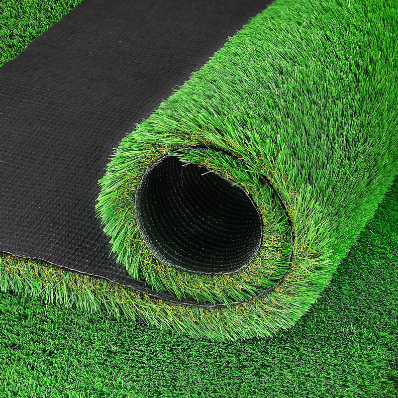 Tapis de couloir artificiel en gazon artificiel épais réaliste pour patio, balcon, jardin ou pelouse avec drainage