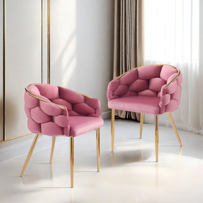 Chaises d'appoint luxueuses Gurpreet, Velours rose