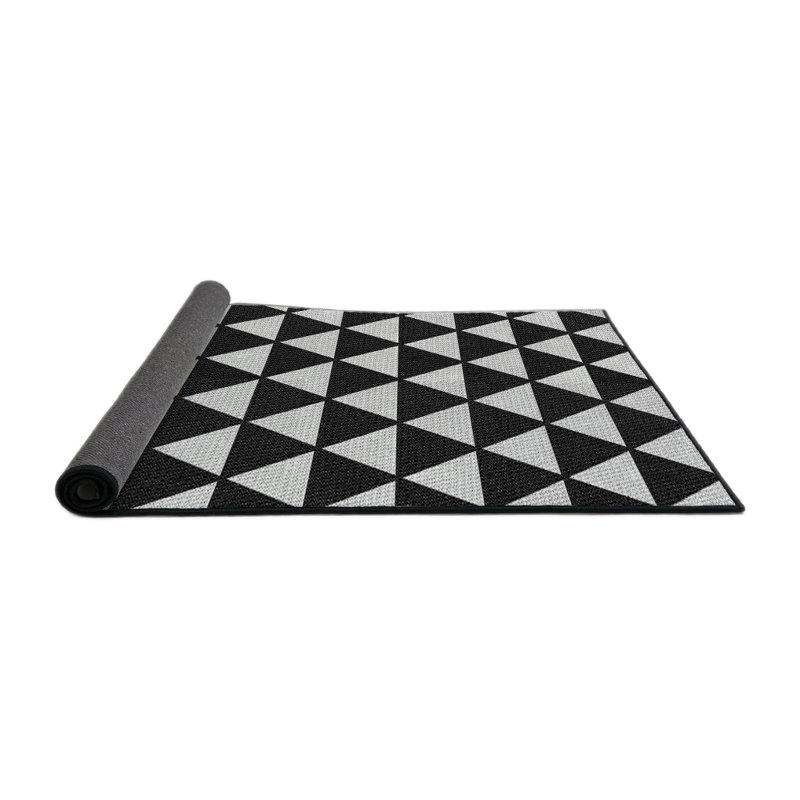 Tapis noir/gris tissé à la machine, Rond 6 pi