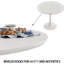 Table de salle à manger blanche de style Mid-Century rond de 31,5 po avec plateau et base piédestal, pouvant accueillir 2 à 4 personnes confortablement dans un style bureau