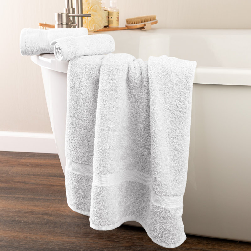 6 Piece Towel Set - 550 GSM 100% Cotton Bathroom Accessories - 2 Bath Sheets, 2 Hand Towels, and 2 Wash Cloths - Soft and Absorbent Bathroom Set for Shower, Gym, Dorm, and Spa by  (White)