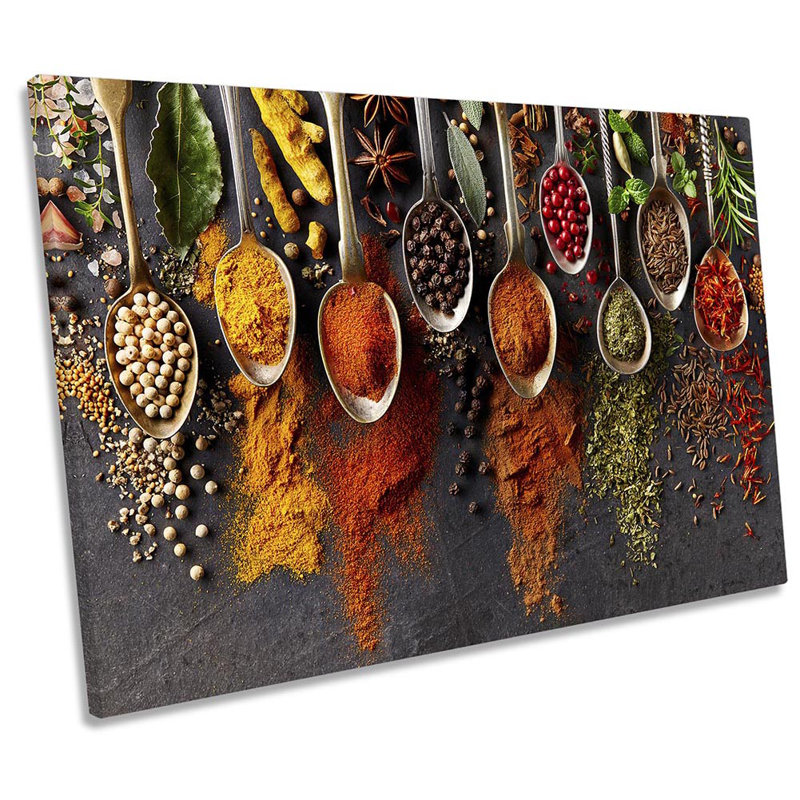 Z0632 Kitchen Spoons Spices Herbs - Wrapped Canvas Print, 30.5cm H x 45.7cm W