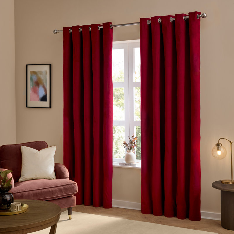 The Ultimate Velvet Blackout Curtain Panel Pair, Red, 229cm Width x 229cm Drop