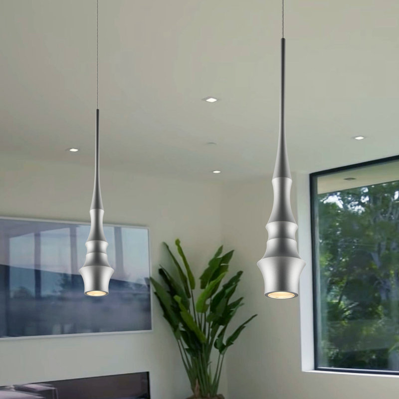 Luminaire suspendu moderne à DEL 1 lumière Polaris, Argent argent