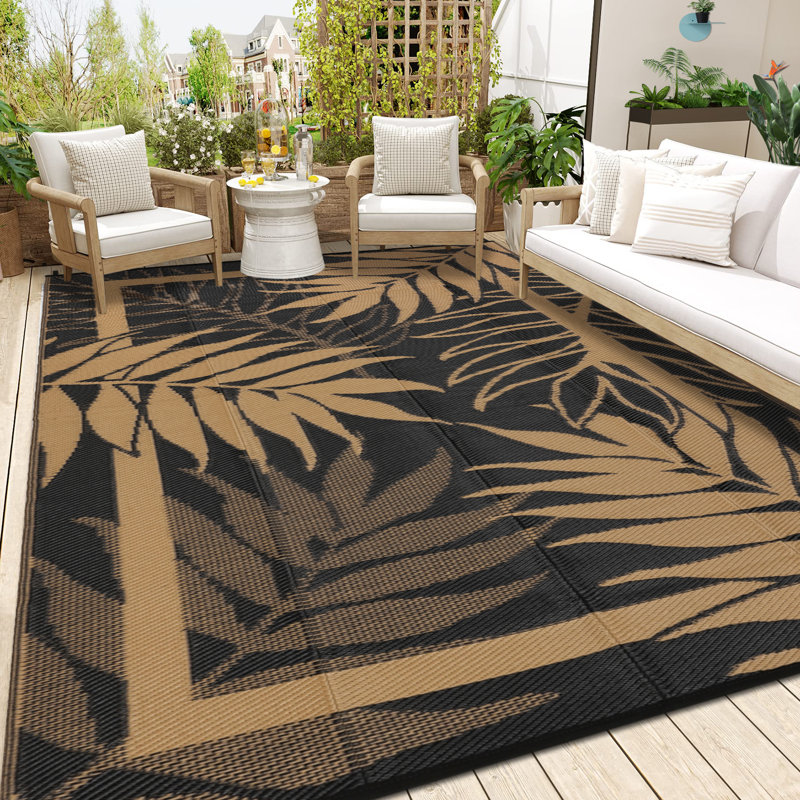 Outdoor Plastic Mat for Patio & Garden Modern Decorative Area Rug Portable Durable for Deck Backyard Porch RV & Camping