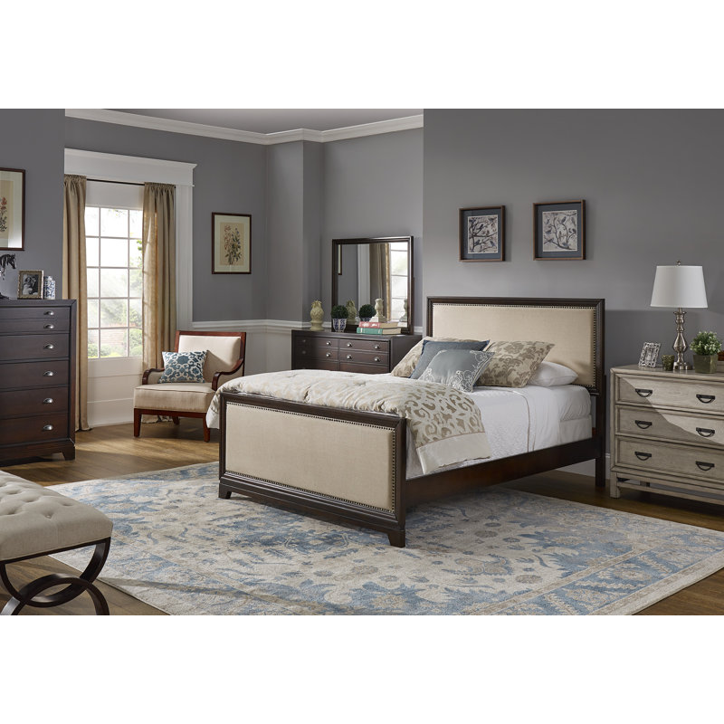 Broseley Upholstered Standard Bed, Heathered Beige Linen, Queen