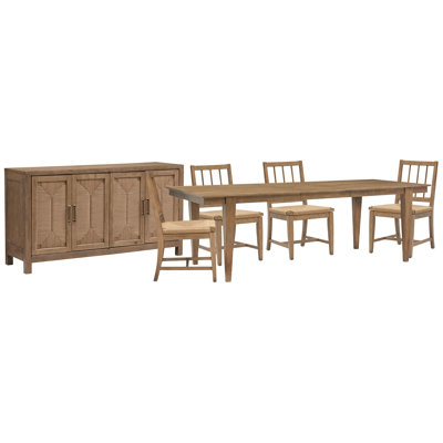 Extendable Rectangular Dining Table With 4 Grey Side Chairs