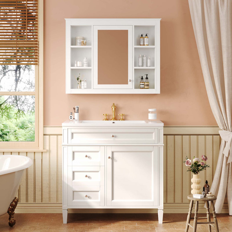 Meuble-lavabo 36 po avec armoire à pharmacie, Blanc