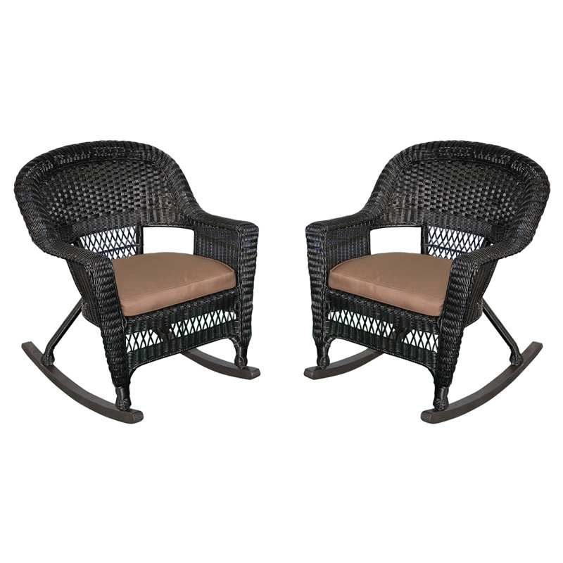 Chaise berçante en osier Raenesha, Noir, Brun
