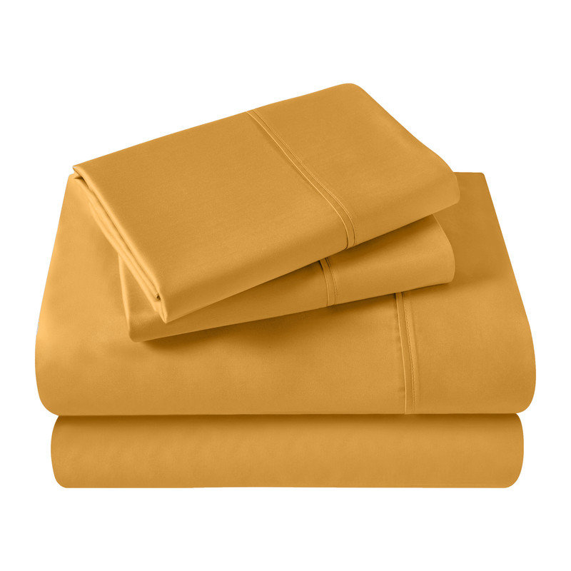 Ensemble de draps unis à poche profonde en coton égyptien à contexture de 400 fils, Jaune