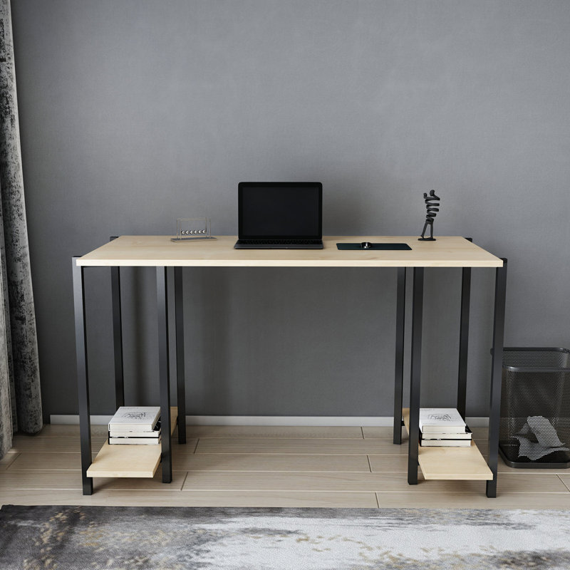 Academy Desk Metal Base Writing Desk, Oak/Black