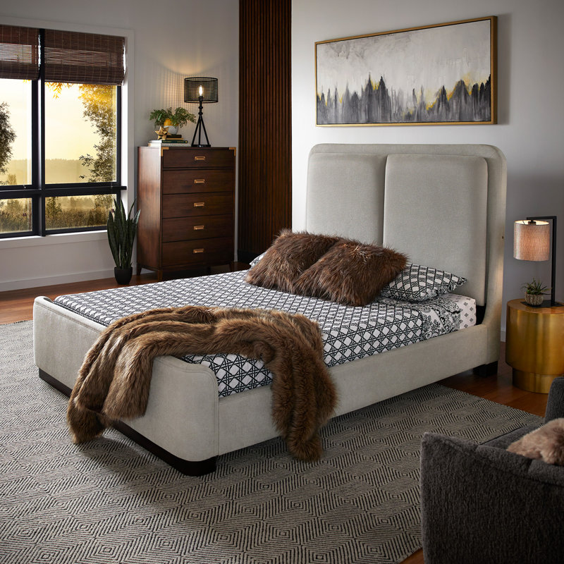 Lit plateforme tapissier en tissu Ingomber , Grand, Gris