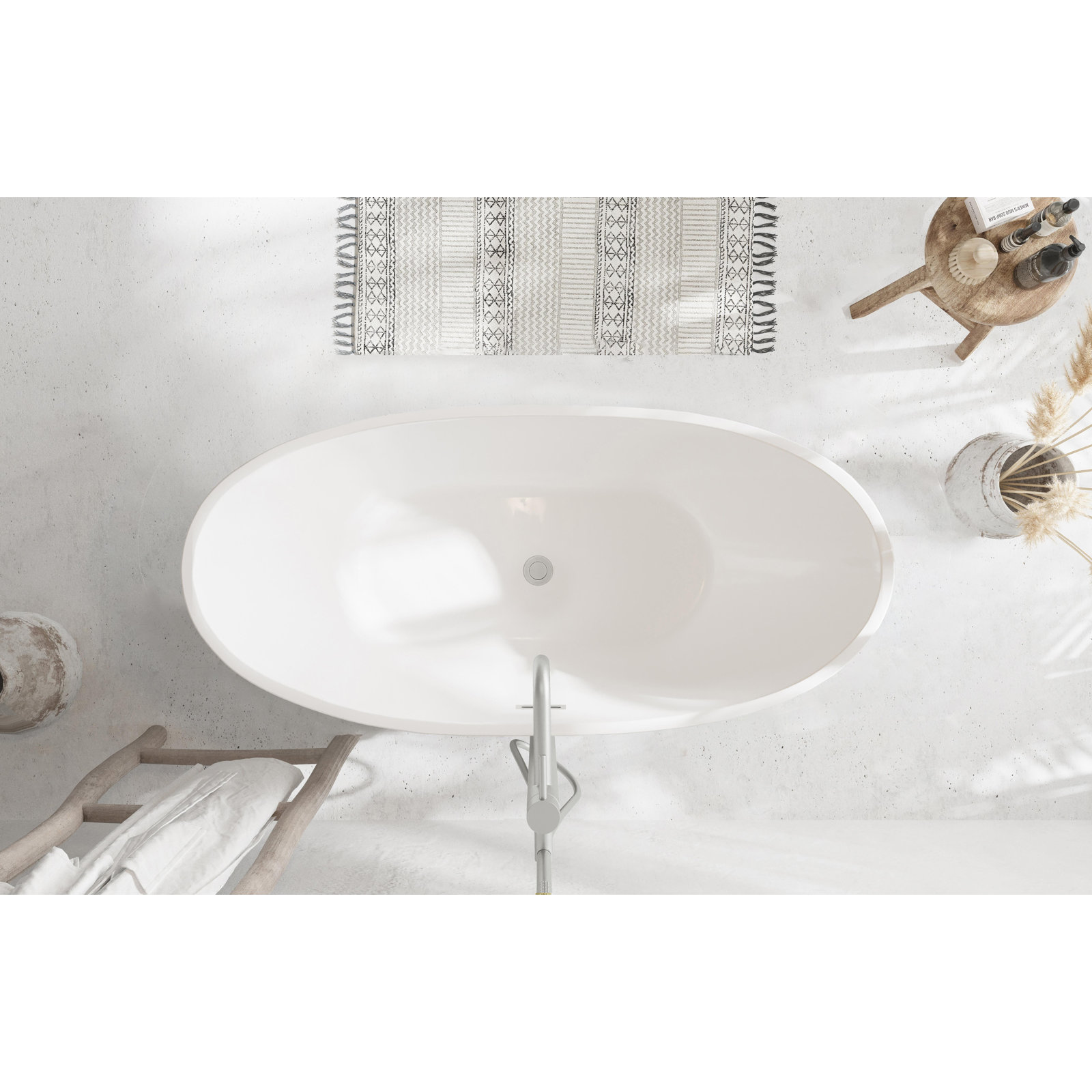 Labrusca 62" Soaking Bathtub, Brushed Nickel