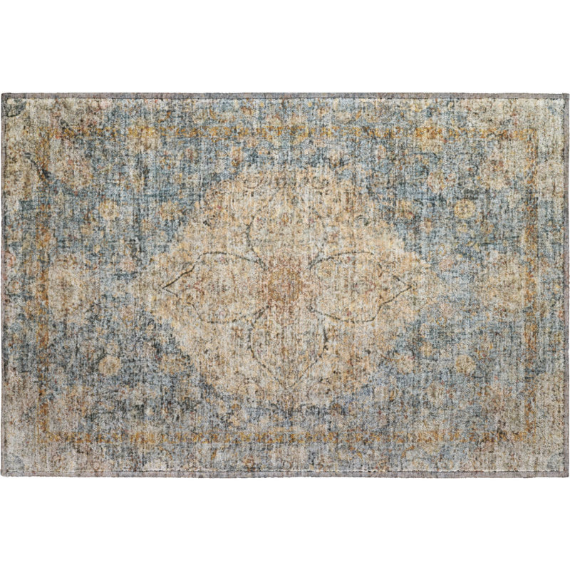 Premium Machine Washable Mayfield AMF2136 global Rug, 1'8" x 2'6", Blue