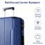Valise rigide, valises en ABS léger et durable avec roues doubles, bagage à carreaux extensible de 28 pouces (bleu)