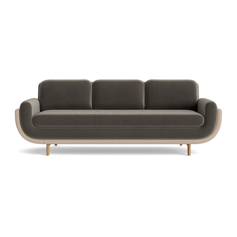 Regatta 100 Sofa, Velvet - Graphite/Greenwich Leather - Taupe, Natural