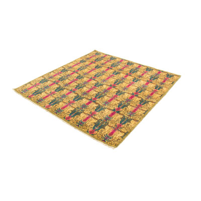 Tapis décoratif en laine noué à la main de conception unique 8 pi 2 po x 8 pi 7 po « New Age » de Lahore