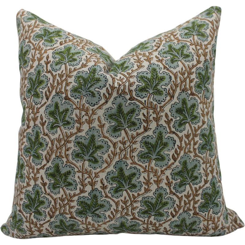 Hand Block Pirnt Pillow Cover Linen Hand Blocl Pirnt From Indian Decorative Cushion Cover Block Print Couch Cushion Cover ( Pushp Samhita )