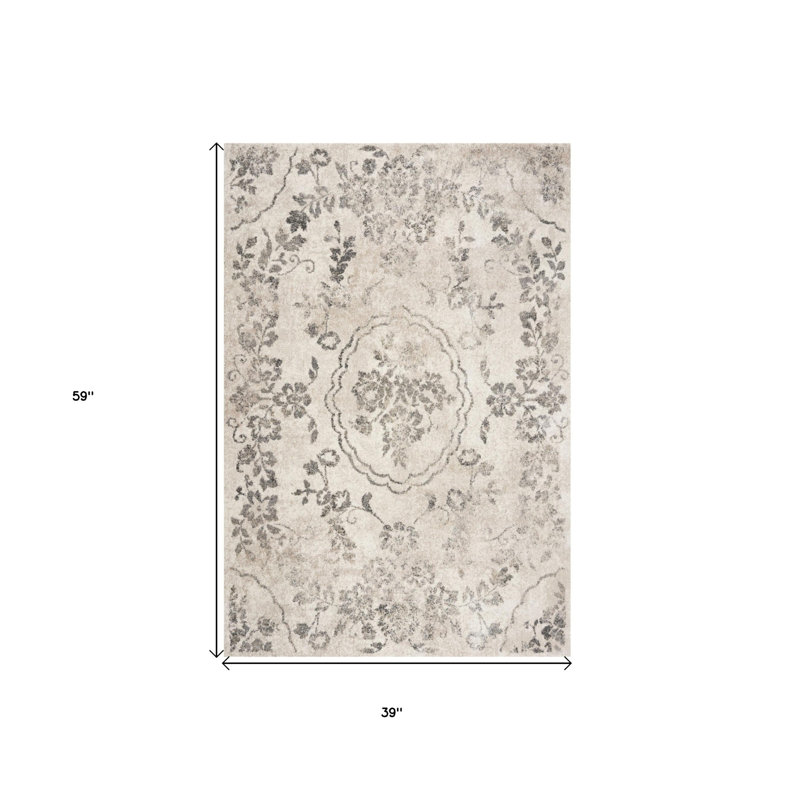 Tapis gris Crosley, Rectangle 3 pi 3 po x 4 pi 11 po