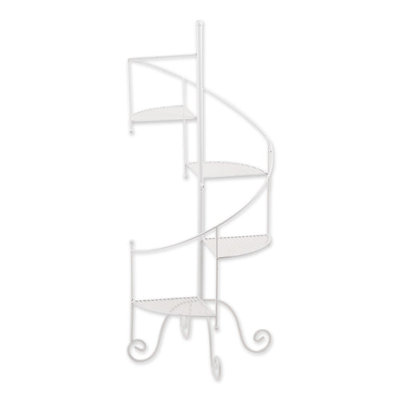 White Spiral Showcase Plant Stand | Multi-Tier Metal Rack