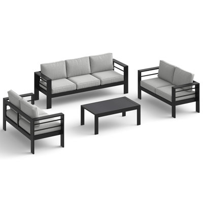 4-Piece Aluminum Patio Conversation Set With Cushions