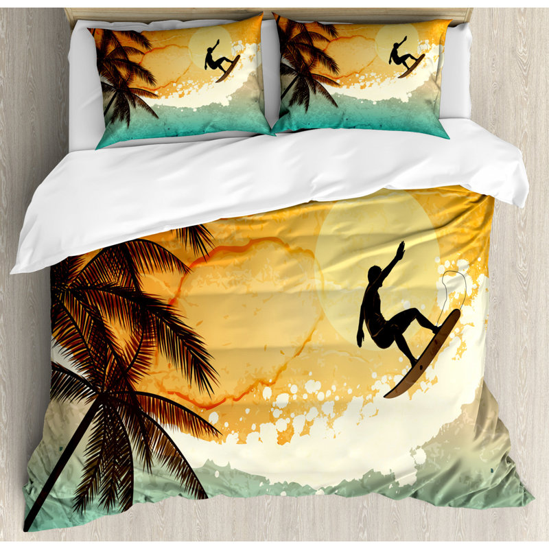 Coastal Polyester Duvet Cover, Queen Duvet Cover + 2 Shams