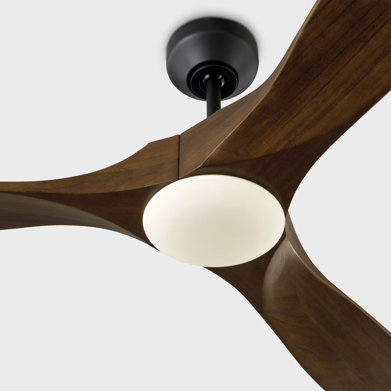 Ventilateur de plafond d'intérieur à 60 lumières DEL Maverick avec tige filetée, pales et télécommande portable, Noyer foncé
