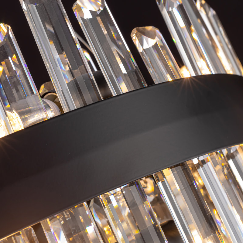 Lustres modernes suspendus en cristal 12 lumières Xzavious, Noir, H 10 po x l 24 po x P 24 po