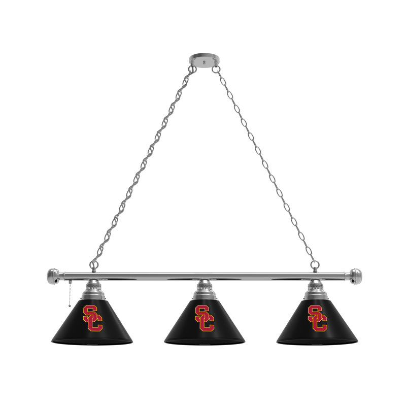 3 - Light Pool Table Lights Pendant, Chrome, USC Trojans