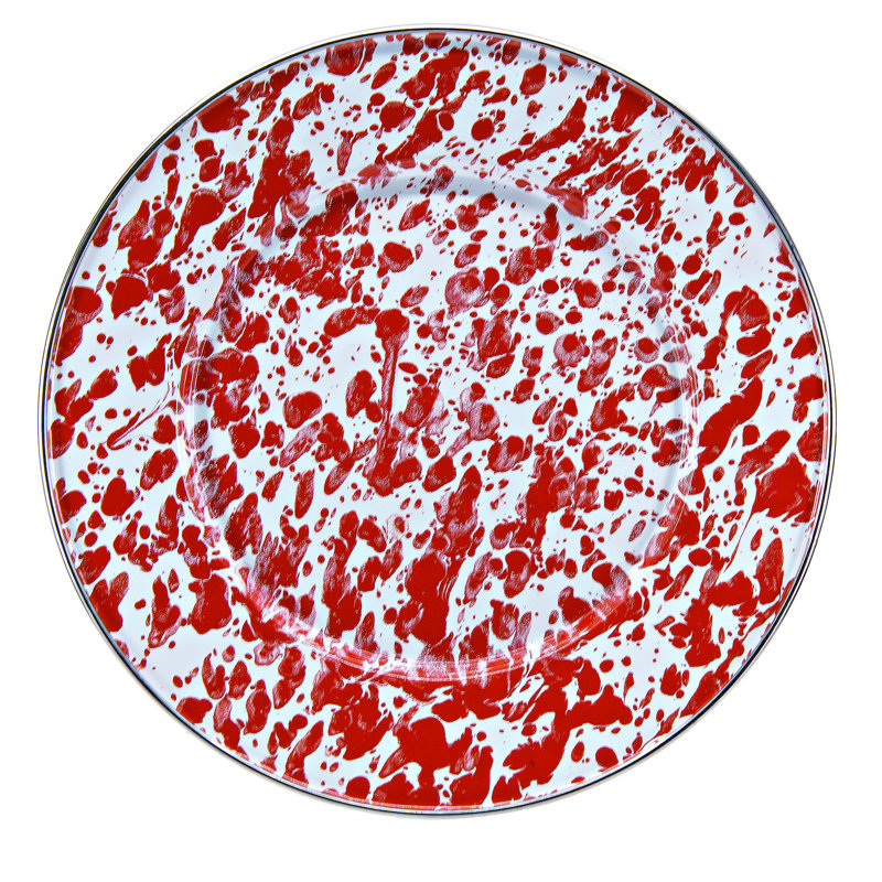 8.5" Dessert Plate, Red Swirl
