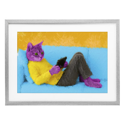 «Vibrant Cat Playing», reproduction encadrée sous verre, conception de Sean Parnell