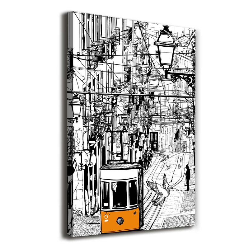 Tram In Lisbon - Wrapped Canvas Print